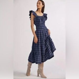 NWOT Anthropologie Magali Pascal Maxi Dress Sleeveless Linen Ruffle Detail Sz. S